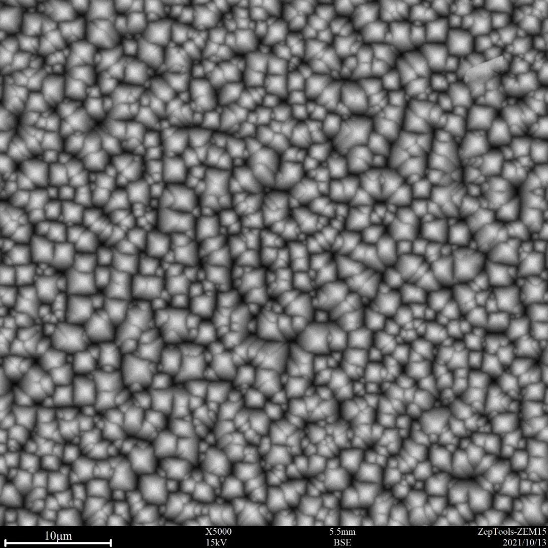 15 kV下常規模式拍攝的未噴金硅片表面