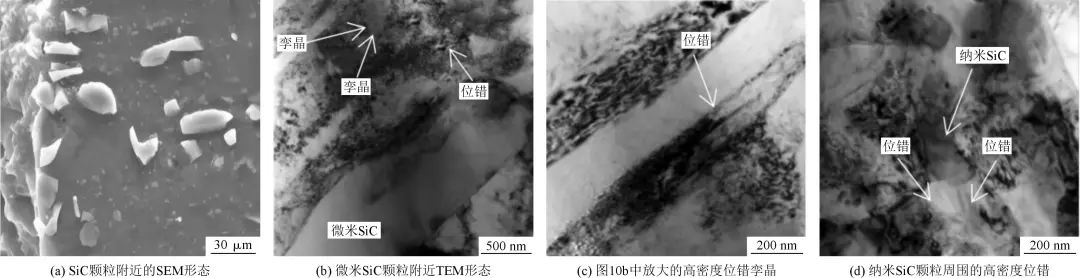 拉伸試驗后雙尺寸復合材料的SEM和TEM顯微組織