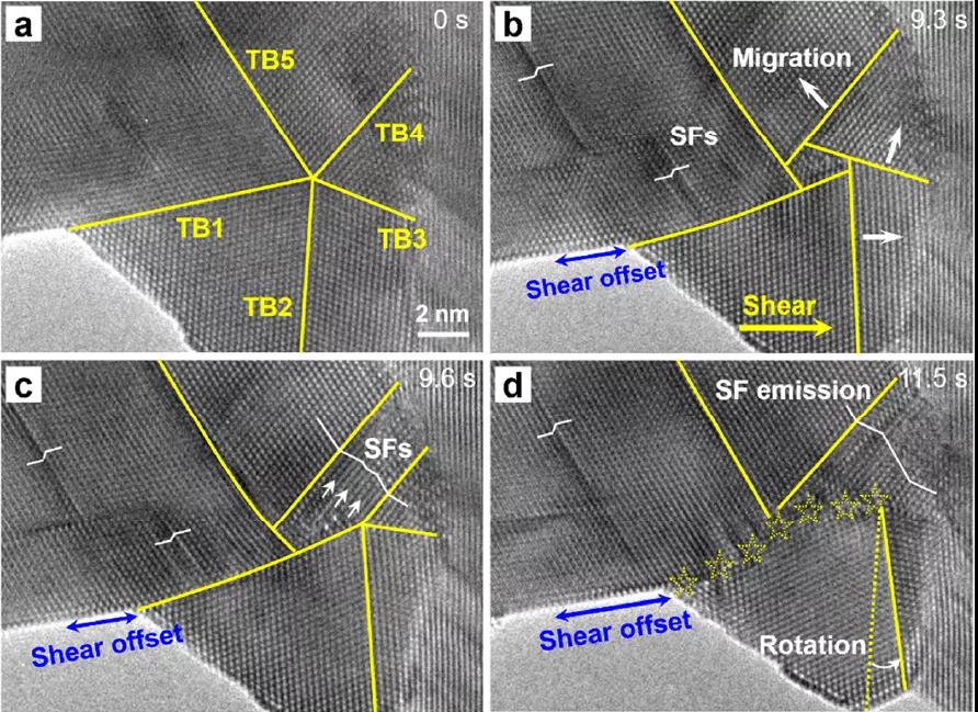 浙江大學使用原位電鏡技術揭示五重孿晶的內在變形機制(圖2)